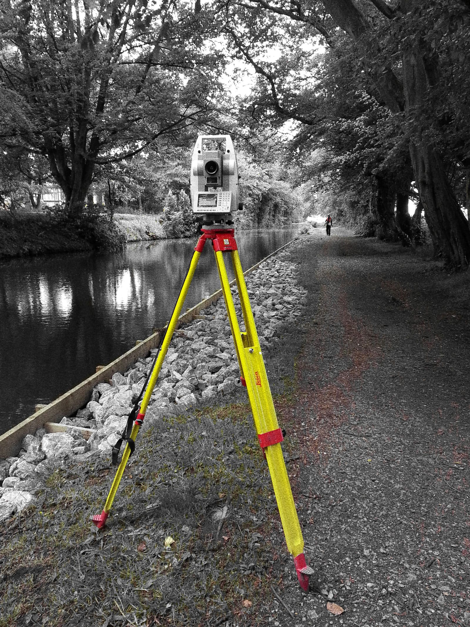 Surveying along a canal