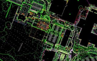 Topographical survey CAD mapping showing detailed site features and levels